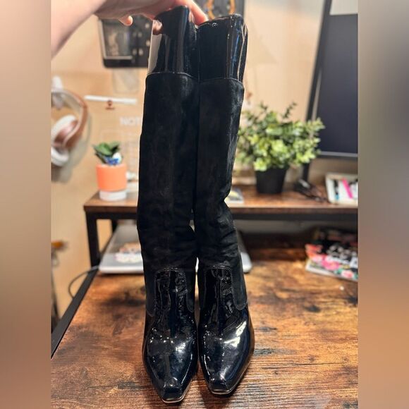 Via Spiga Black patent leather and suede boots size 7.5 - Picture 11 of 12